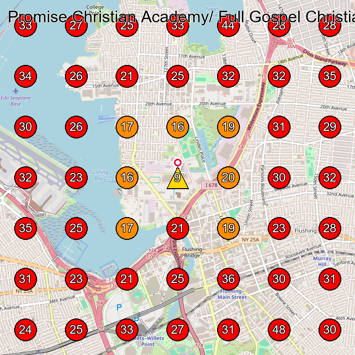 Promise Christian Academy/ Full Gospel Christian School GeoGrid visibility map for Preschool in Flushing